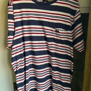 NWT RVCA Men's Red, White, and Blue Striped Tee M